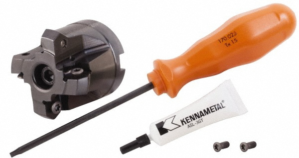 Kennametal 3" Cut Dia, 1" Arbor Hole, 4.42mm Max Depth of Cut, 30° Indexable Chamfer & Angle Face Mill - 4136395