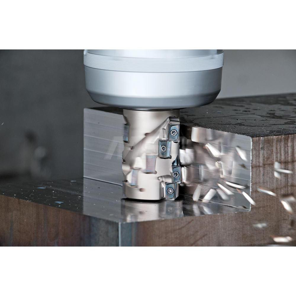 Kyocera Indexable Square-Shoulder End Mill: MEWH2000W1501543T, 2" Cut Dia, 2.086" Max Depth of Cut, 1-1/2" Dia Weldon Flat Shank - THN04096