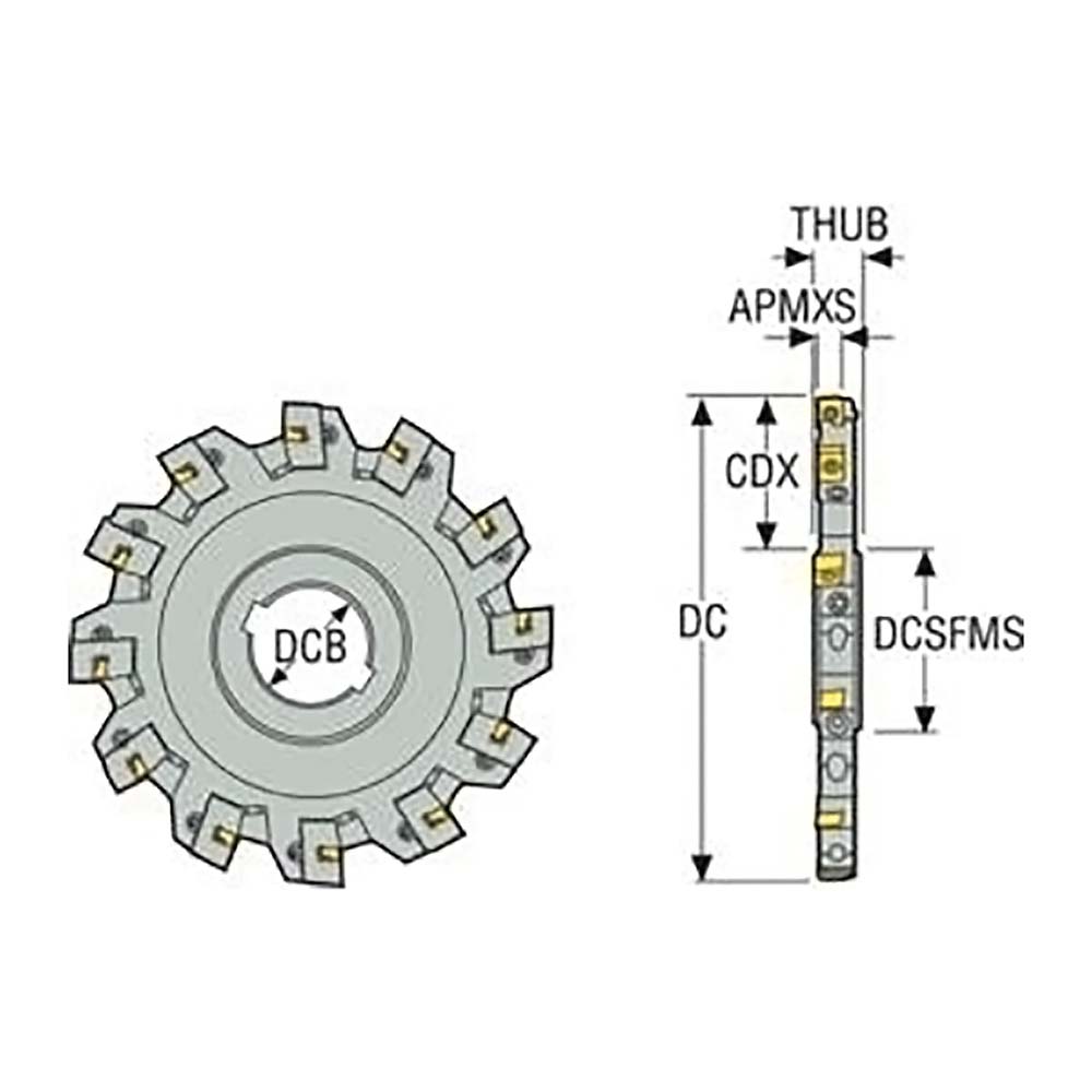 Seco Indexable Slotting Cutter: 0.2950" Cutting Width, 12.0000" Cutter Dia, Arbor Connection, 4.3900" Depth of Cut, 2.0000" Hole Dia, Neutral - 02740888
