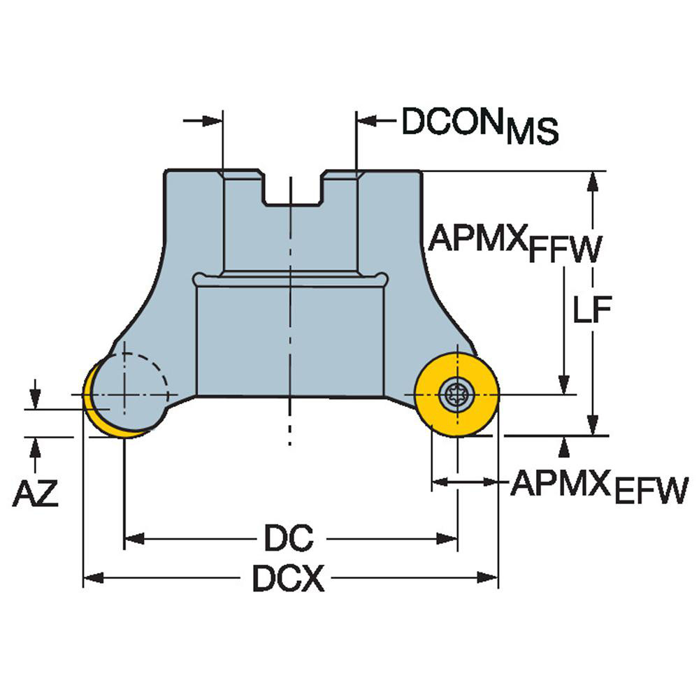 Sandvik Coromant Indexable High-Feed Face Mill: 1.2598" Arbor Hole - 5742365