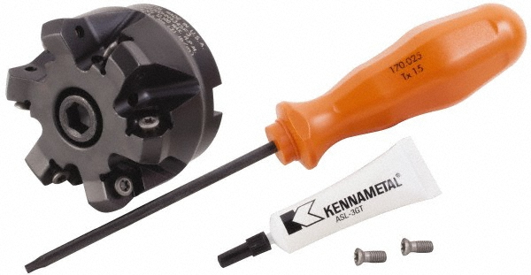 Kennametal 2-1/2" Cut Dia, 3/4" Arbor Hole, 3.5mm Max Depth of Cut, 43° Indexable Chamfer & Angle Face Mill - 2489446