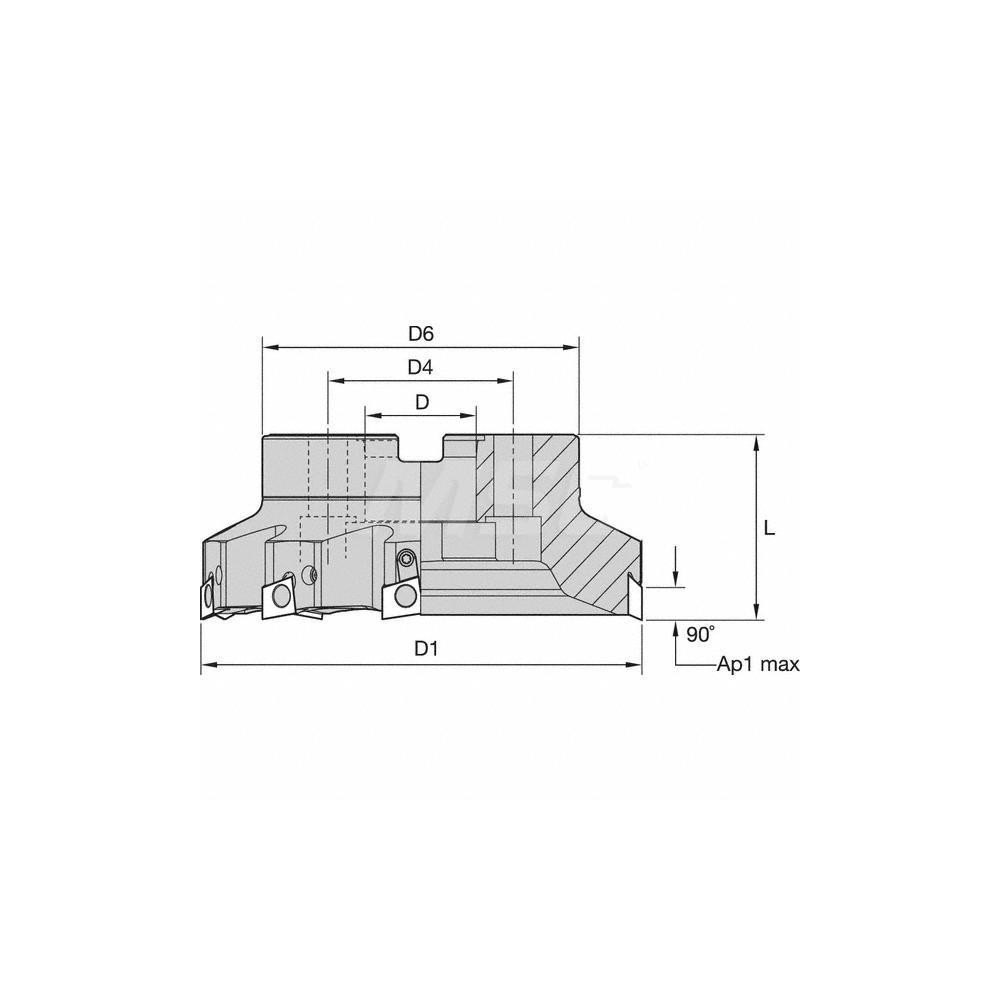 Kennametal 80mm Cut Dia, 27mm Arbor Hole Dia, 9.5mm Max Depth, Indexable Square-Shoulder Face Mill - 1758572