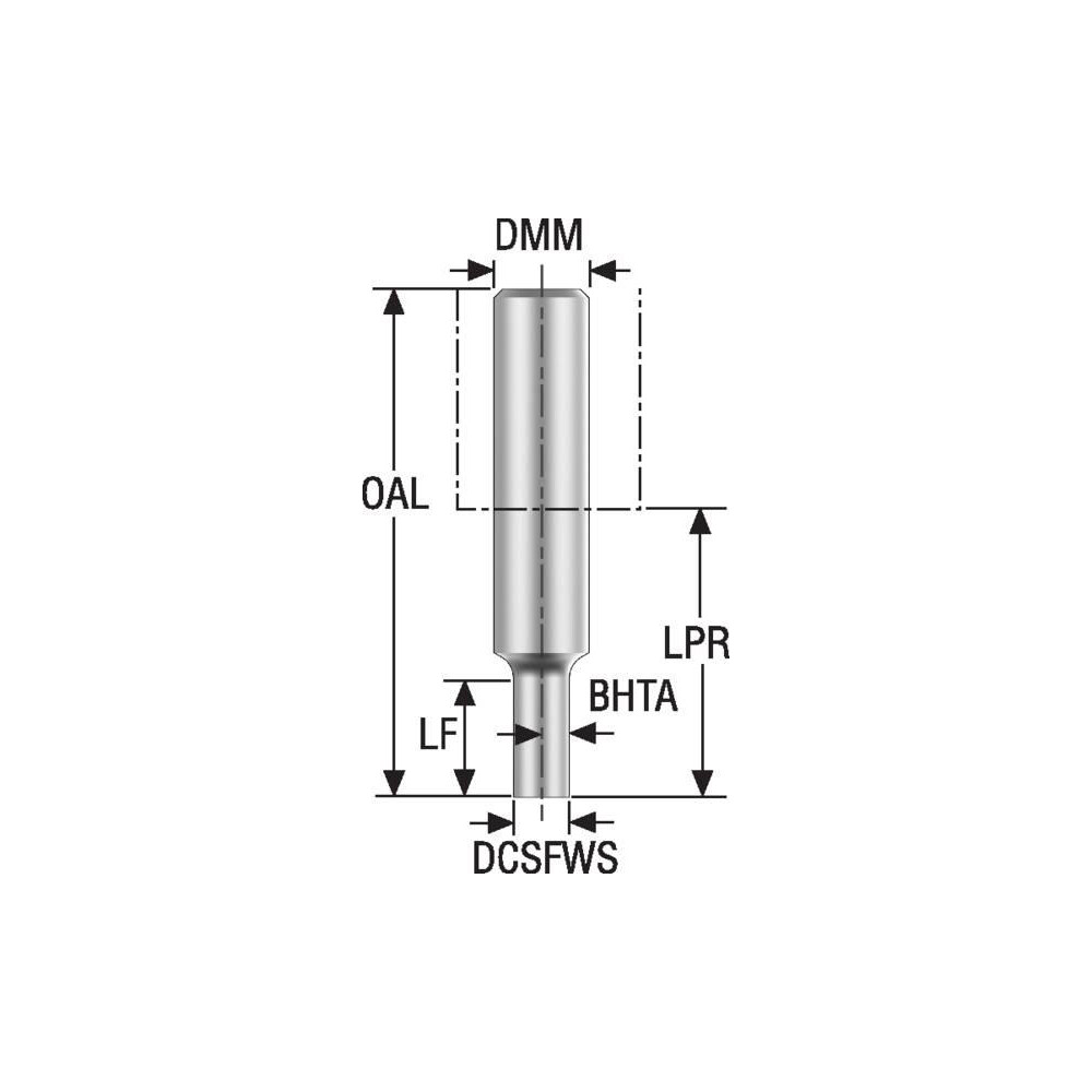 Seco Replaceable Tip Milling Shank: Series Minimaster, 7 mm Projection, 3/8" 90 ° Shank - 00096107