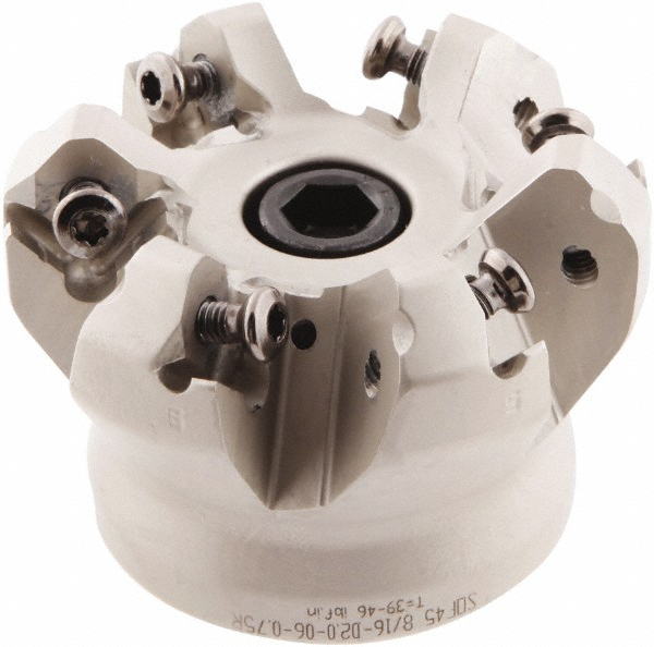 Iscar 2" Cut Dia, 3/4" Arbor Hole, 0.138" Max Depth of Cut, 45° Indexable Chamfer & Angle Face Mill - 3104589