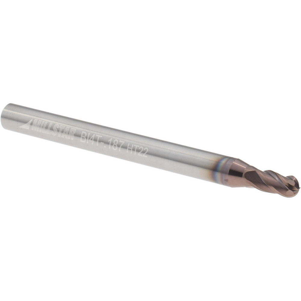 Millstar Indexable Ball Nose End Mill: 1-1/4" Cut Dia, Tool Steel, 10" OAL - CYF1000101000