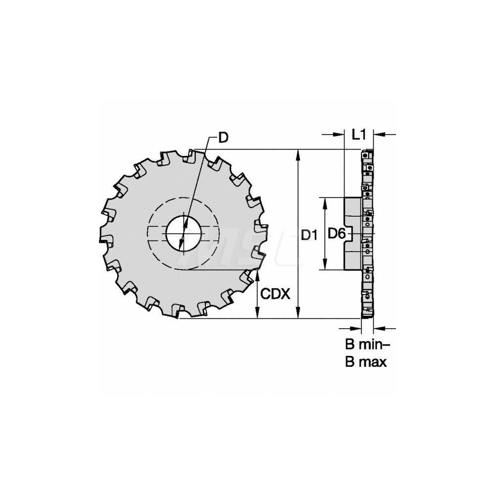 Kennametal Indexable Slotting Cutter: 16.00 mm Cutting Width, 250.00 mm Cutter Dia, 58.41 mm Depth of Cut, 58.41 mm Depth of Cut, Neutral - 2443512