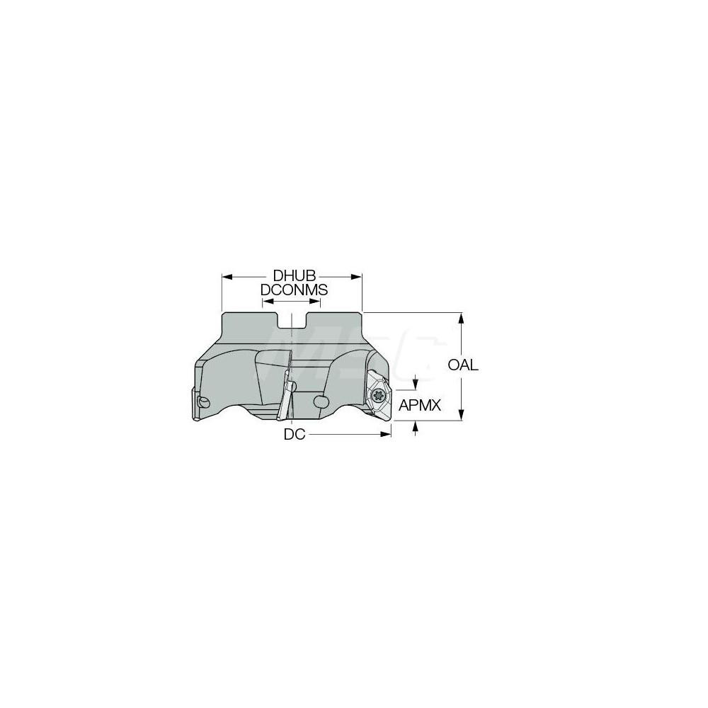 Iscar 2" Cut Dia, 3/4" Arbor Hole Dia, 0.622" Max Depth, Indexable Square-Shoulder Face Mill - 3102769
