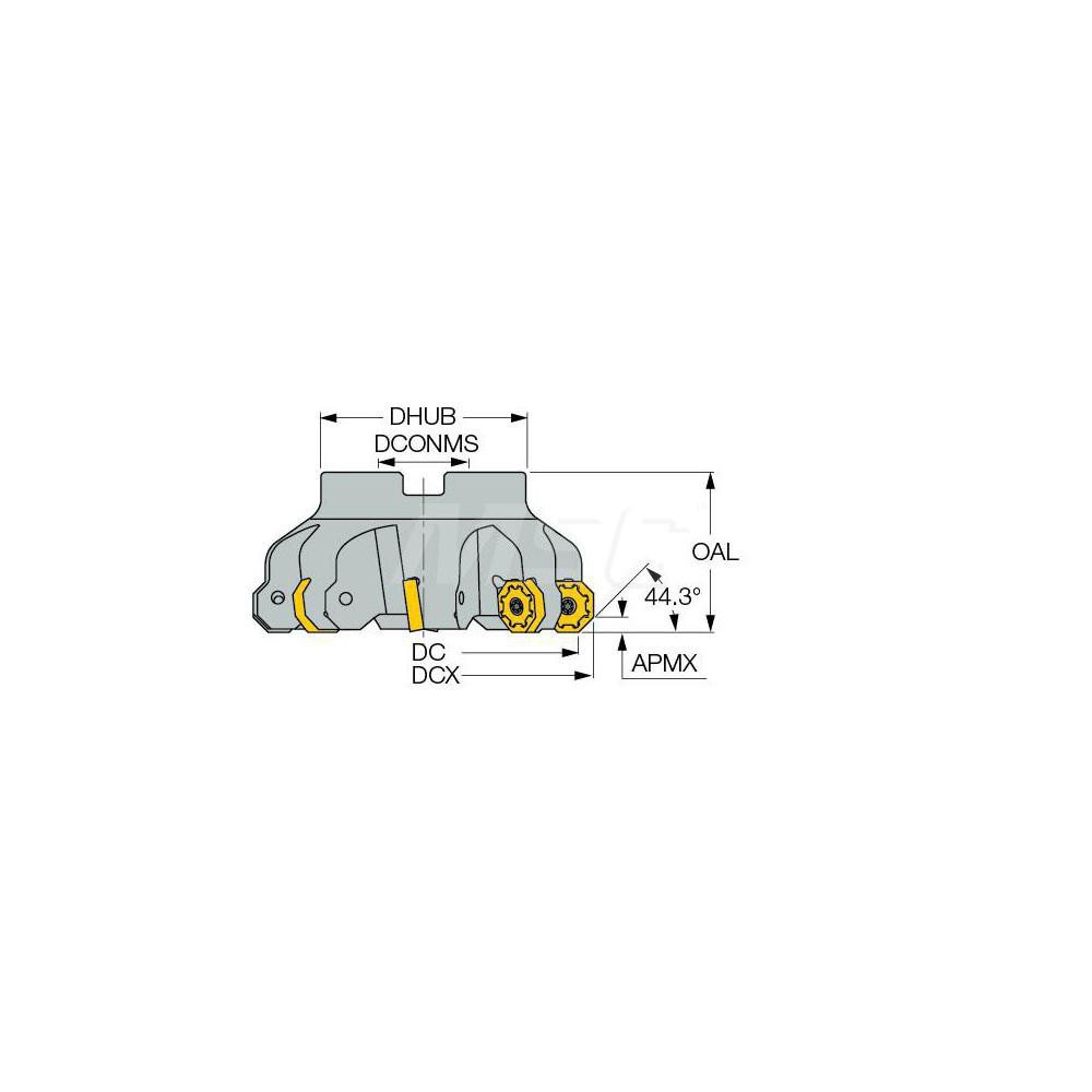 Iscar 6.49" Cut Dia, 2" Arbor Hole, 0.217" Max Depth of Cut, 45° Indexable Chamfer & Angle Face Mill - 3104198