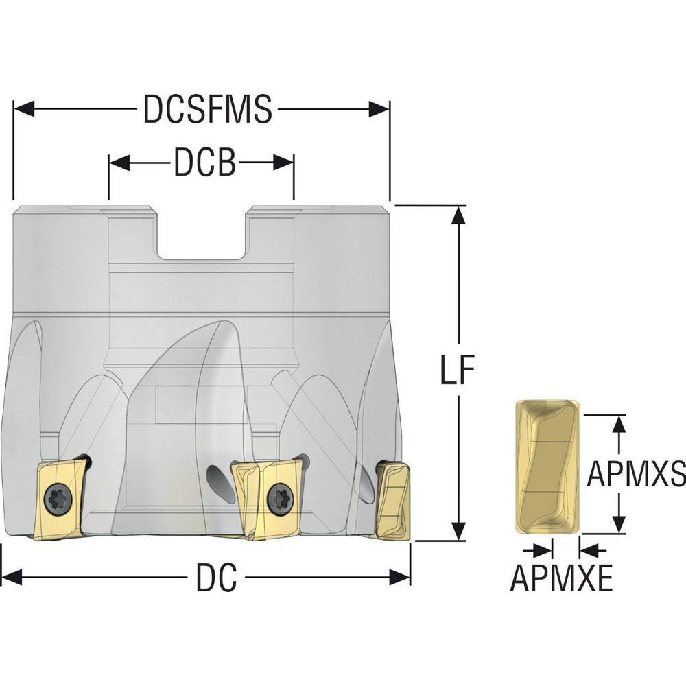 Seco 50mm Cut Dia, 22mm Arbor Hole Dia, 8mm Max Depth, Indexable Square-Shoulder Face Mill - 02827547