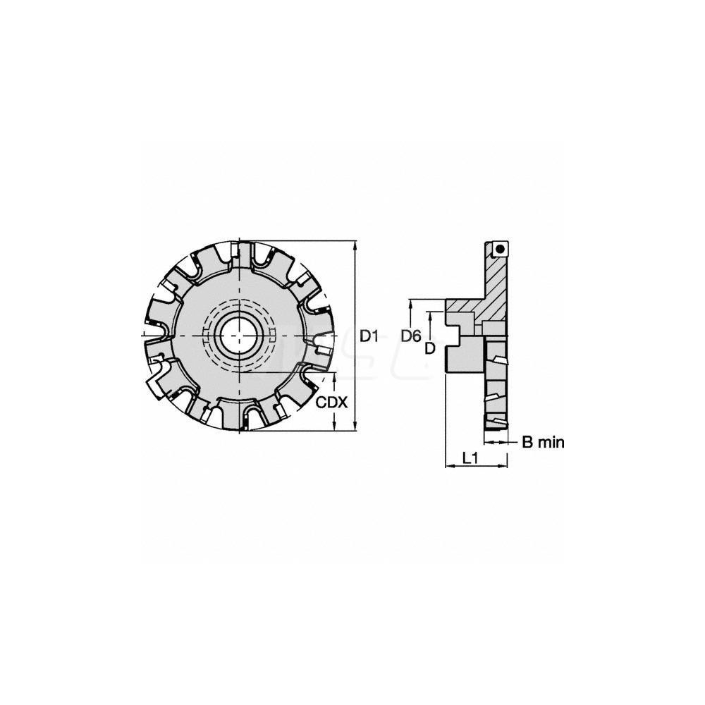 Kennametal Indexable Slotting Cutter: 0.6140" Cutting Width, 4.0000" Cutter Dia, 0.8870" Depth of Cut, 1.0000" Hole Dia, 1.0000" Shank Dia, Neutral - 2629780