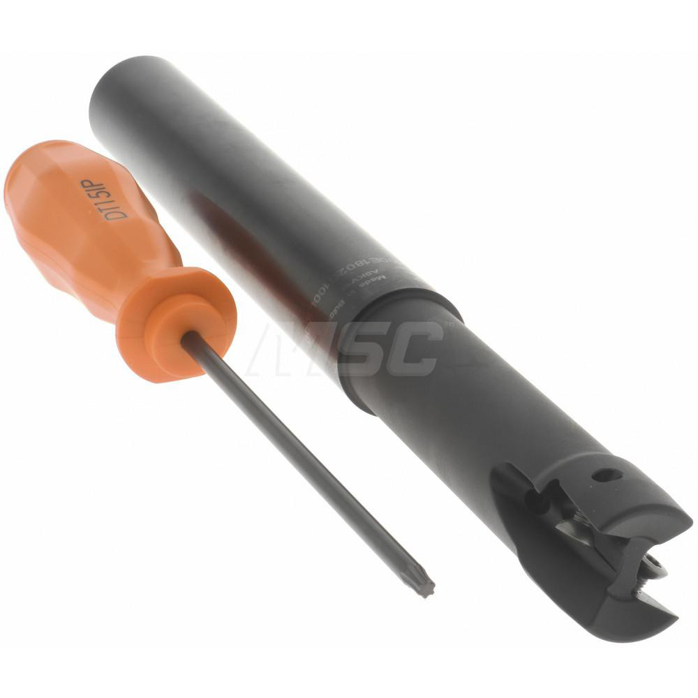 Kennametal Indexable Square-Shoulder End Mill: M1D100E1802C100L1000, 1" Cut Dia, 18 mm Max Depth of Cut, 1" Dia Cylindrical Shank - 2267535