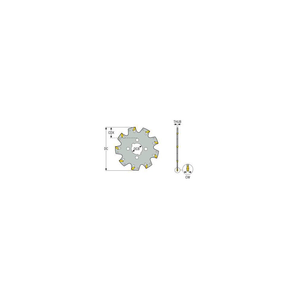 Seco Indexable Slotting Cutter: 0.0980" Cutting Width, 5.0000" Cutter Dia, Arbor Connection, 1.3980" Depth of Cut, 1.2500" Hole Dia, Neutral - 75054745