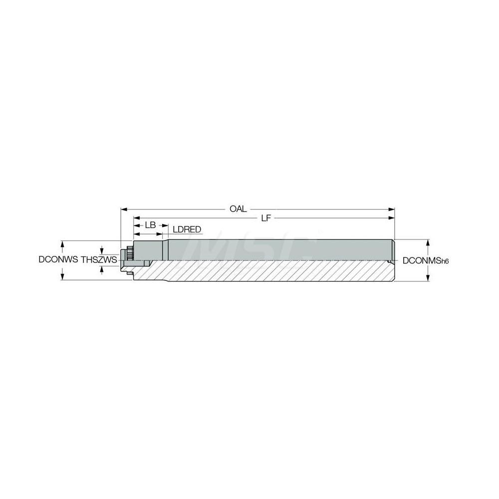 Iscar Replaceable Tip Milling Shank: Series T-Slot, 4" Projection, 5/8" Stepped Shank - 3110822
