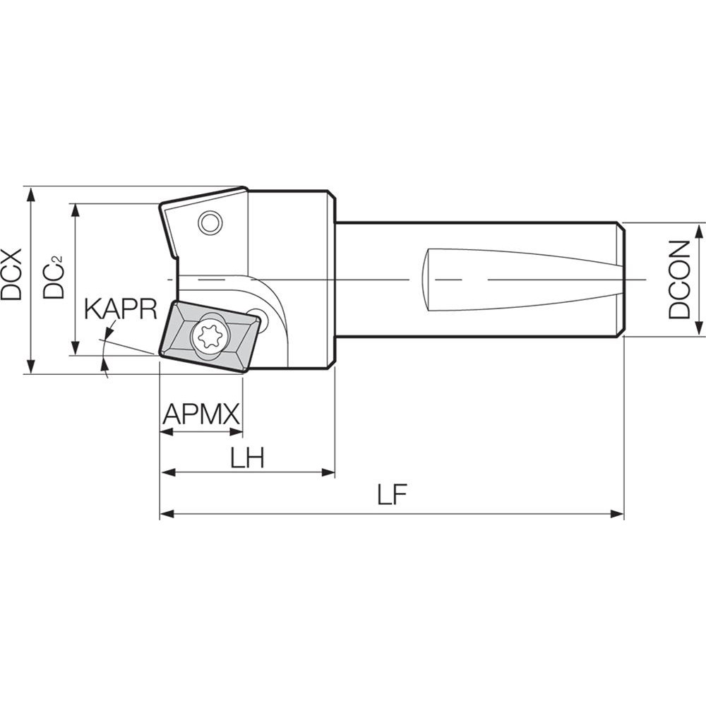 Kyocera 60° Lead Angle, 1" Cut Dia, Indexable & Chamfer End Mill - OTM86134