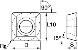 Kennametal 45° Lead Angle, 0.7874" to 1.266" Cut Dia, 0.7874" Shank Dia, Indexable & Chamfer End Mill - 3668055