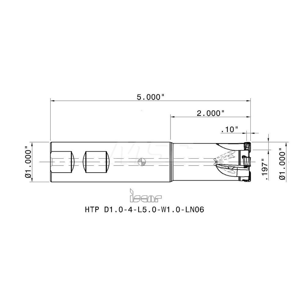 Iscar 1" Cut Dia, 1" Max Depth of Cut, 1" Shank Dia, Indexable Plunge End Mill - 3105872