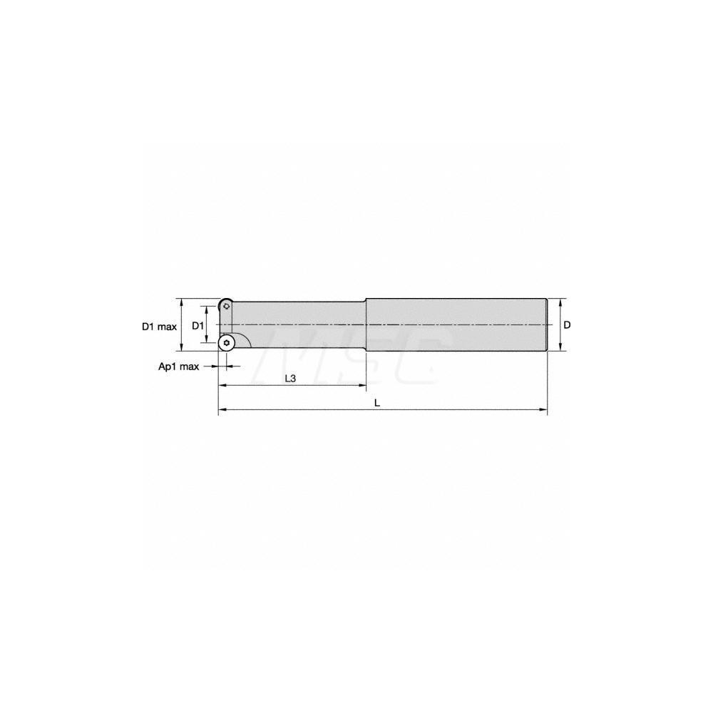 Kennametal Indexable Copy End Mill: 1-1/4" Cut Dia, 0.1968" Max Depth of Cut, Through Coolant - 2251756