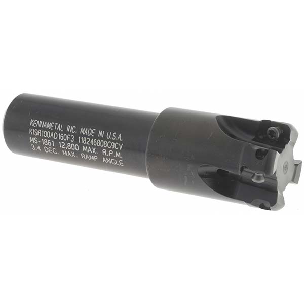 Kennametal Indexable Square-Shoulder End Mill: KICR175SP4055C, 1-3/4" Cut Dia, 11.94 mm Max Depth of Cut, 1-1/4" Dia Weldon Flat Shank - 1023607