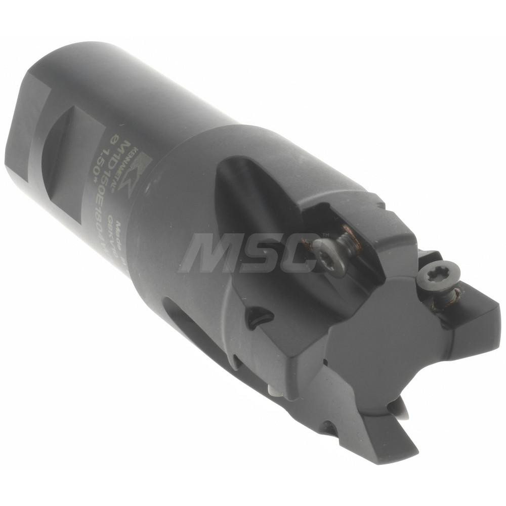 Kennametal Indexable Square-Shoulder End Mill: M1D150E1804W125L225, 1-1/2" Cut Dia, 18.03 mm Max Depth of Cut, 1-1/4" Dia Weldon Flat Shank - 2267629