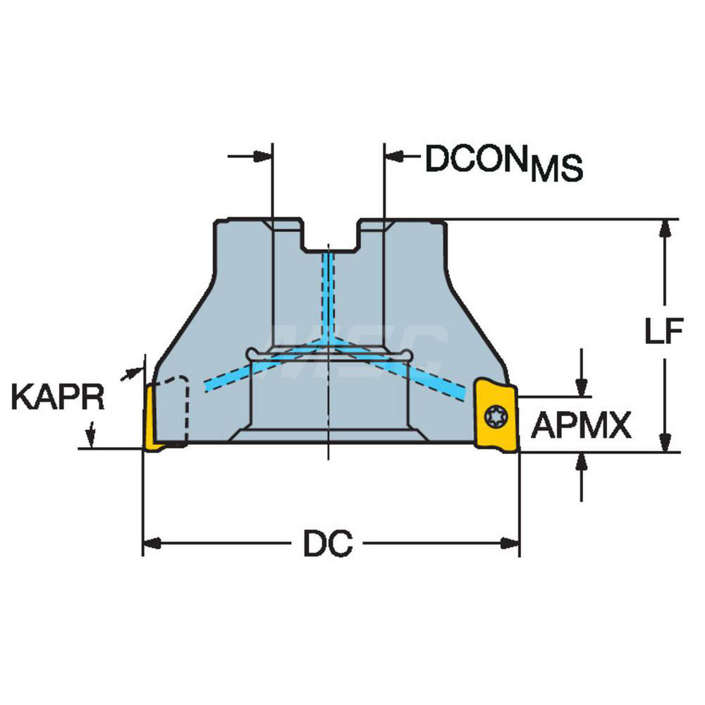 Sandvik Coromant 50mm Cut Dia, 22mm Arbor Hole Dia, 10mm Max Depth, Indexable Square-Shoulder Face Mill - 5745783