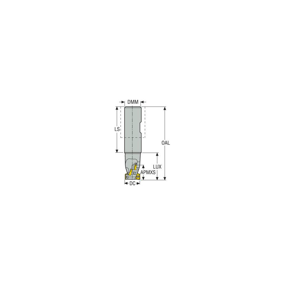 Seco Indexable Square-Shoulder End Mill: R217.6901.00301.65102A, 1" Cut Dia, 1.65" Max Depth of Cut, 1" Dia Weldon Flat Shank - 02865304