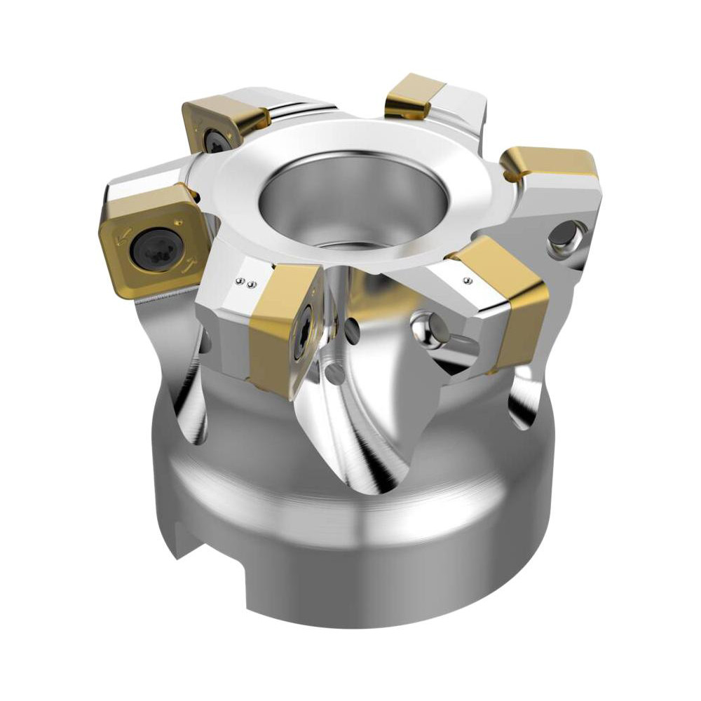 Seco Indexable High-Feed Face Mill: 35.7 to 52 mm Cut Dia, 22 mm Arbor Hole - 10097566