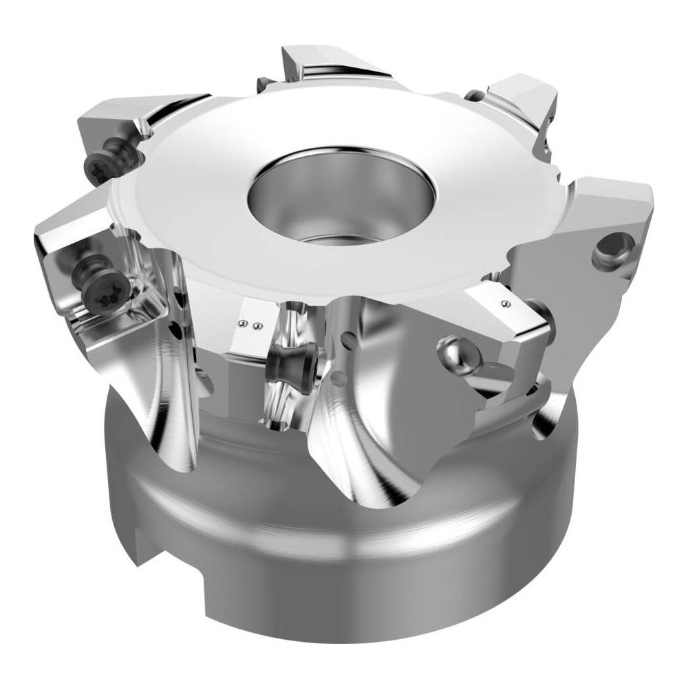 Seco Indexable High-Feed Face Mill: 35.7 to 52 mm Cut Dia, 22 mm Arbor Hole - 10097566