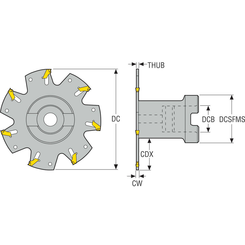 Seco Indexable Slotting Cutter: 4.10 mm Cutting Width, 63.00 mm Cutter Dia, Arbor Connection, 15.01 mm Depth of Cut, 15.01 mm Depth of Cut, Right Hand - 75027299