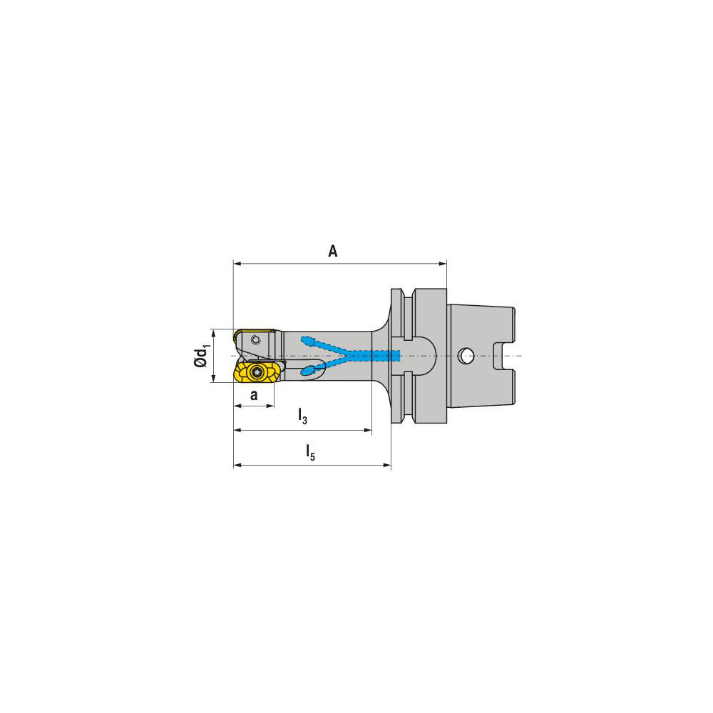 Ceratizit Indexable Square-Shoulder End Mill: MHPC.50.R.0319H63A100, 50 mm Cut Dia, 18 mm Max Depth of Cut, HSK63A Taper Shank - 50721250