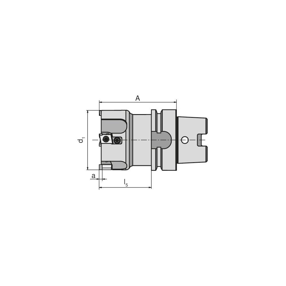 Ceratizit Indexable Square-Shoulder End Mill: MHPC.50.R.0319H63A100, 50 mm Cut Dia, 18 mm Max Depth of Cut, HSK63A Taper Shank - 50721250