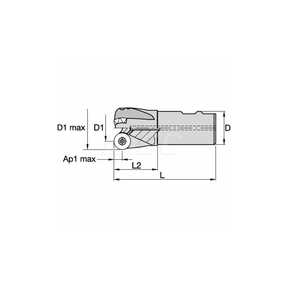 Kennametal Indexable Copy End Mill: 2" Cut Dia, 0.375" Max Depth of Cut - 5135357
