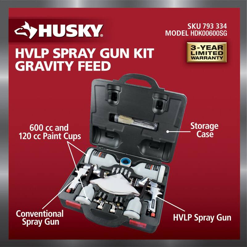 Husky HVLP and Standard Gravity Feed Spray Gun Kit - HDK00600SG