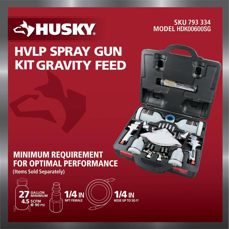 Husky HVLP and Standard Gravity Feed Spray Gun Kit - HDK00600SG