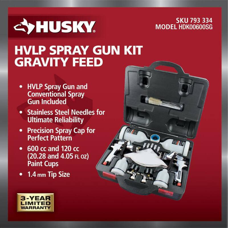 Husky HVLP and Standard Gravity Feed Spray Gun Kit - HDK00600SG