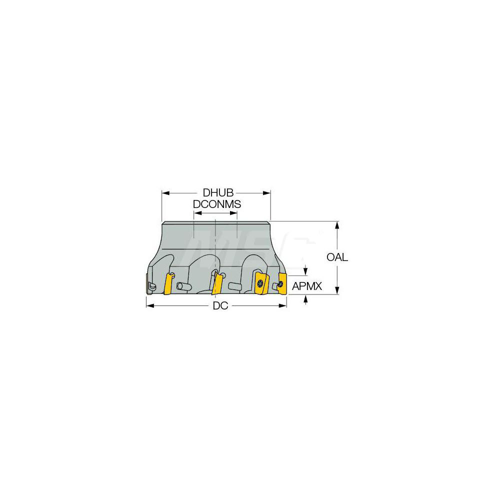Iscar 2" Cut Dia, 3/4" Arbor Hole Dia, 0.56" Max Depth, Indexable Square-Shoulder Face Mill - 3102118
