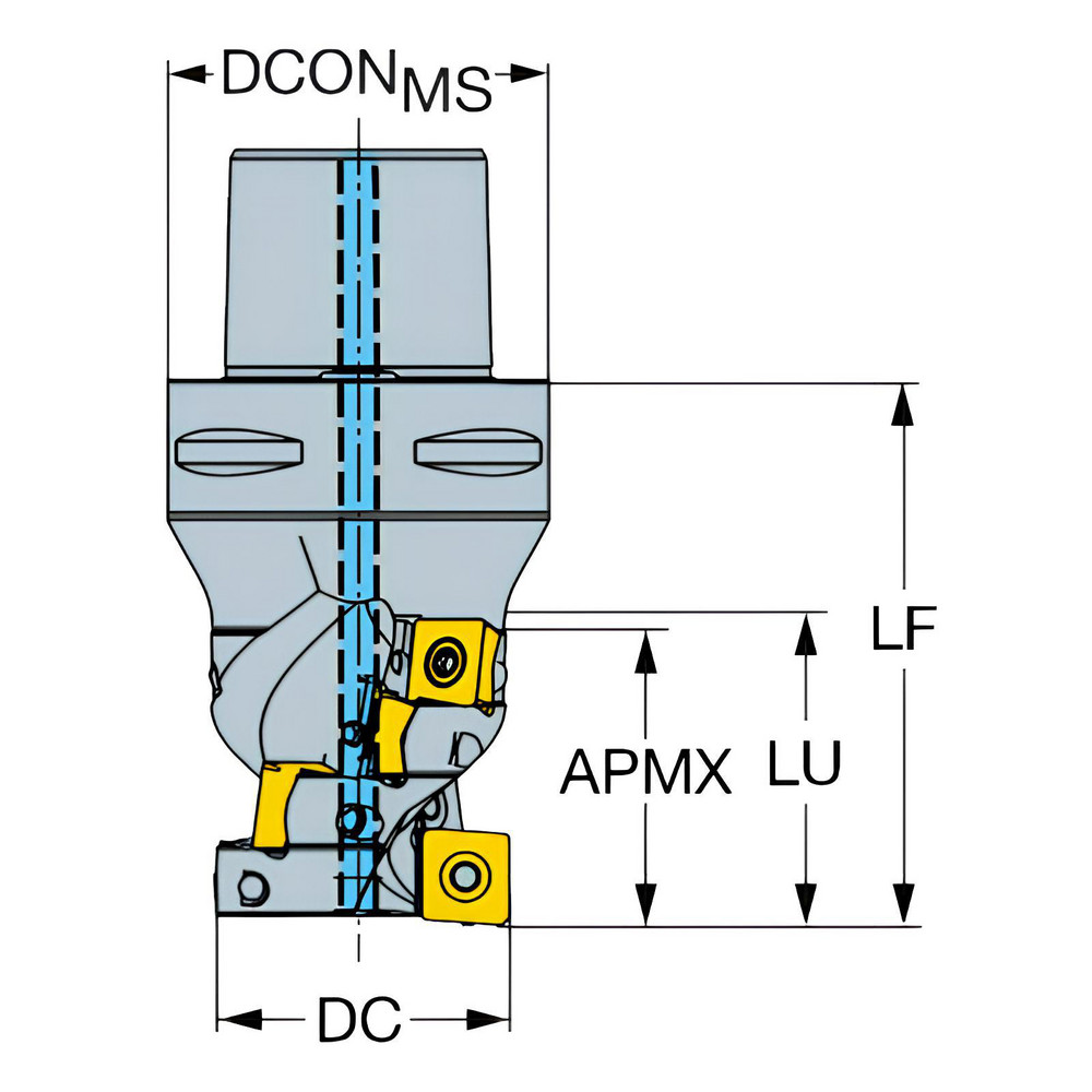 Sandvik Coromant 63.5mm Cut Dia, 63mm Arbor Hole Dia, 61mm Max Depth, Indexable Square-Shoulder Face Mill - 5723656