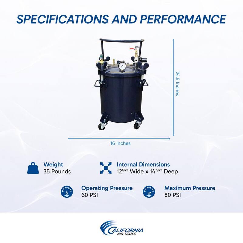 California Air Tools 5 Gal. Pressure Pot for Casting - 365C