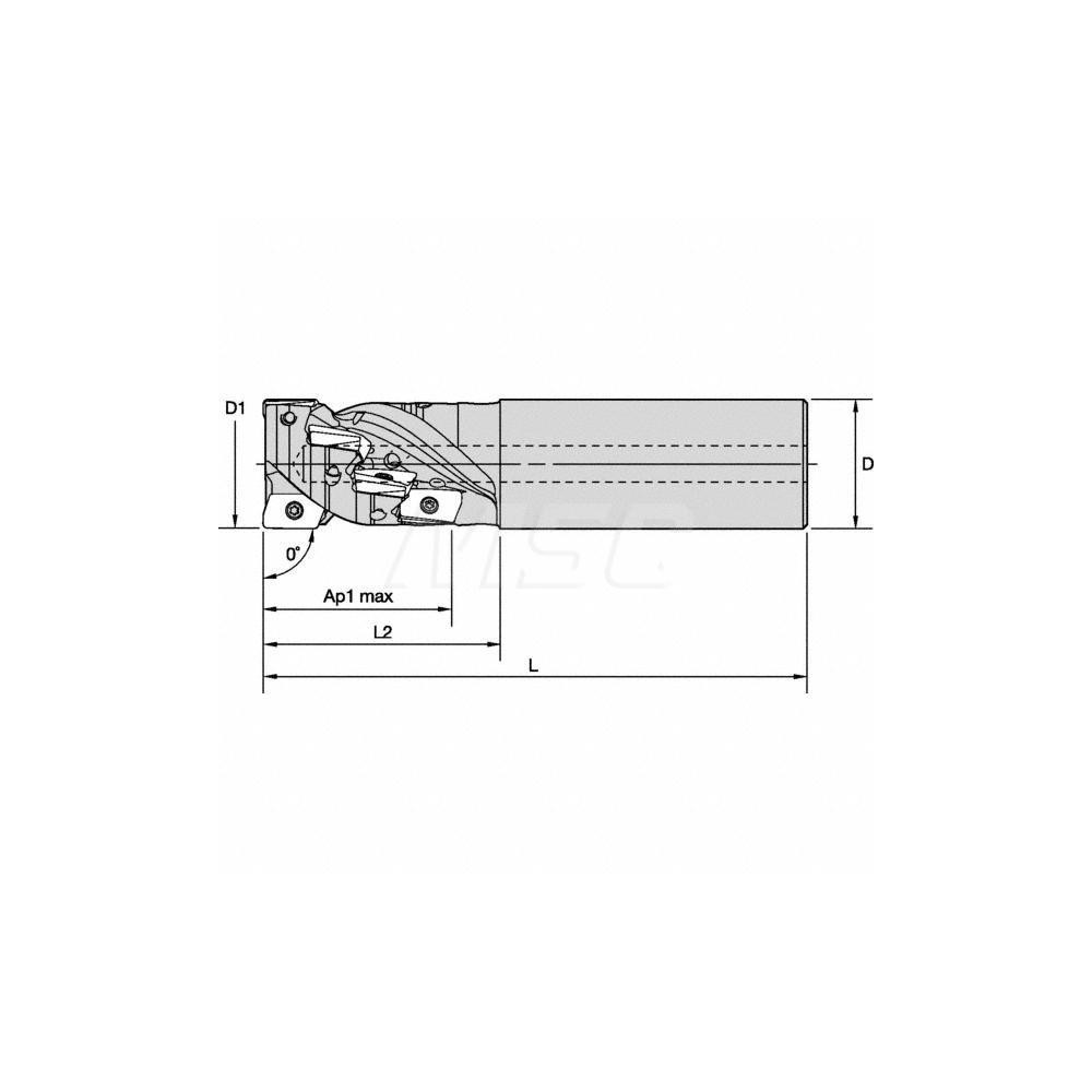 Kennametal Indexable Square-Shoulder End Mill: 075ED10C075Z2L110C4, 3/4" Cut Dia, 0.745" Max Depth of Cut, 3/4" Dia Cylindrical Shank - 3746100