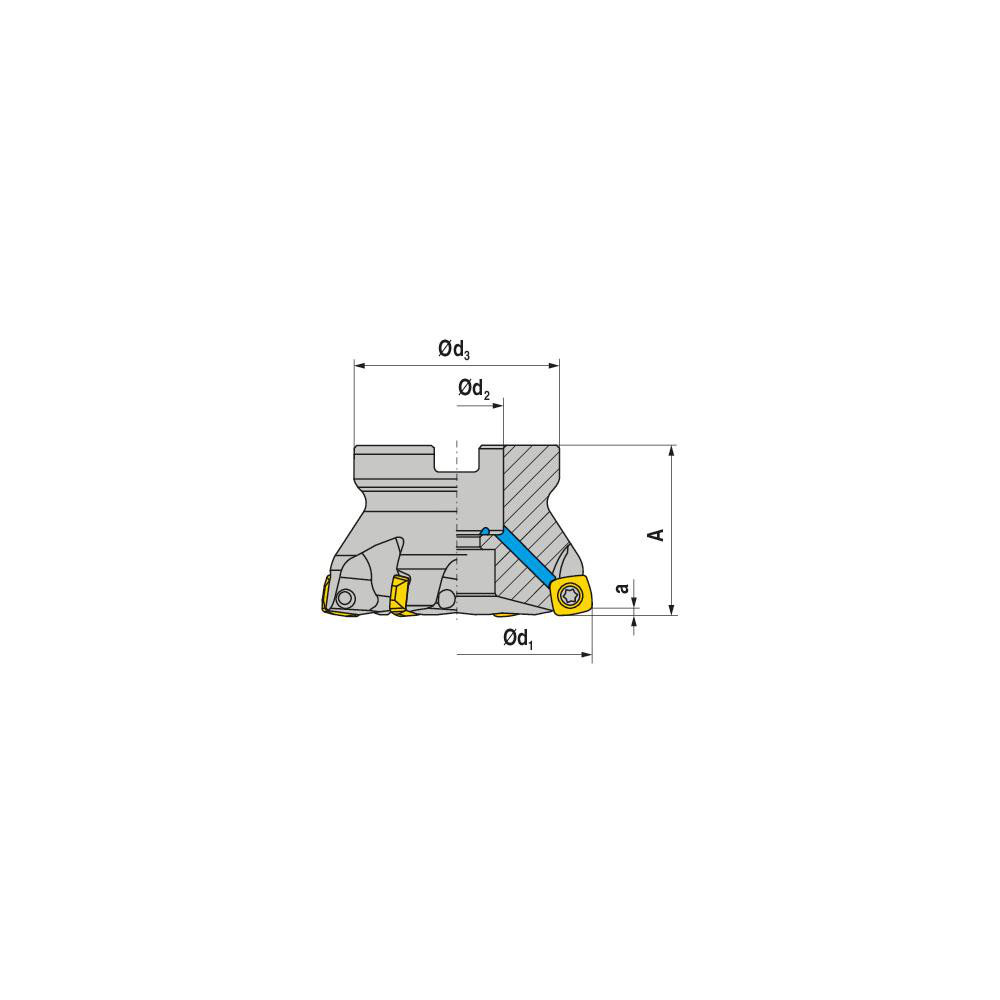 Ceratizit Indexable High-Feed Face Mill: 1.5 to 2" Cut Dia, 0.75" Arbor Hole - 5868320104