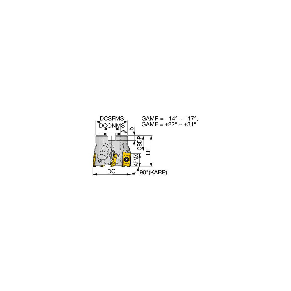 Tungaloy 80mm Cut Dia, 27mm Arbor Hole Dia, 16.7mm Max Depth, Indexable Square-Shoulder Face Mill - 3028986