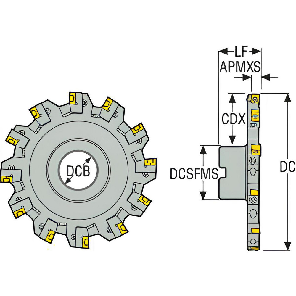 Seco Indexable Slotting Cutter: 0.2950" Cutting Width, 8.0000" Cutter Dia, Arbor Connection, 2.2240" Depth of Cut, 1.5000" Hole Dia, Right Hand - 02740903