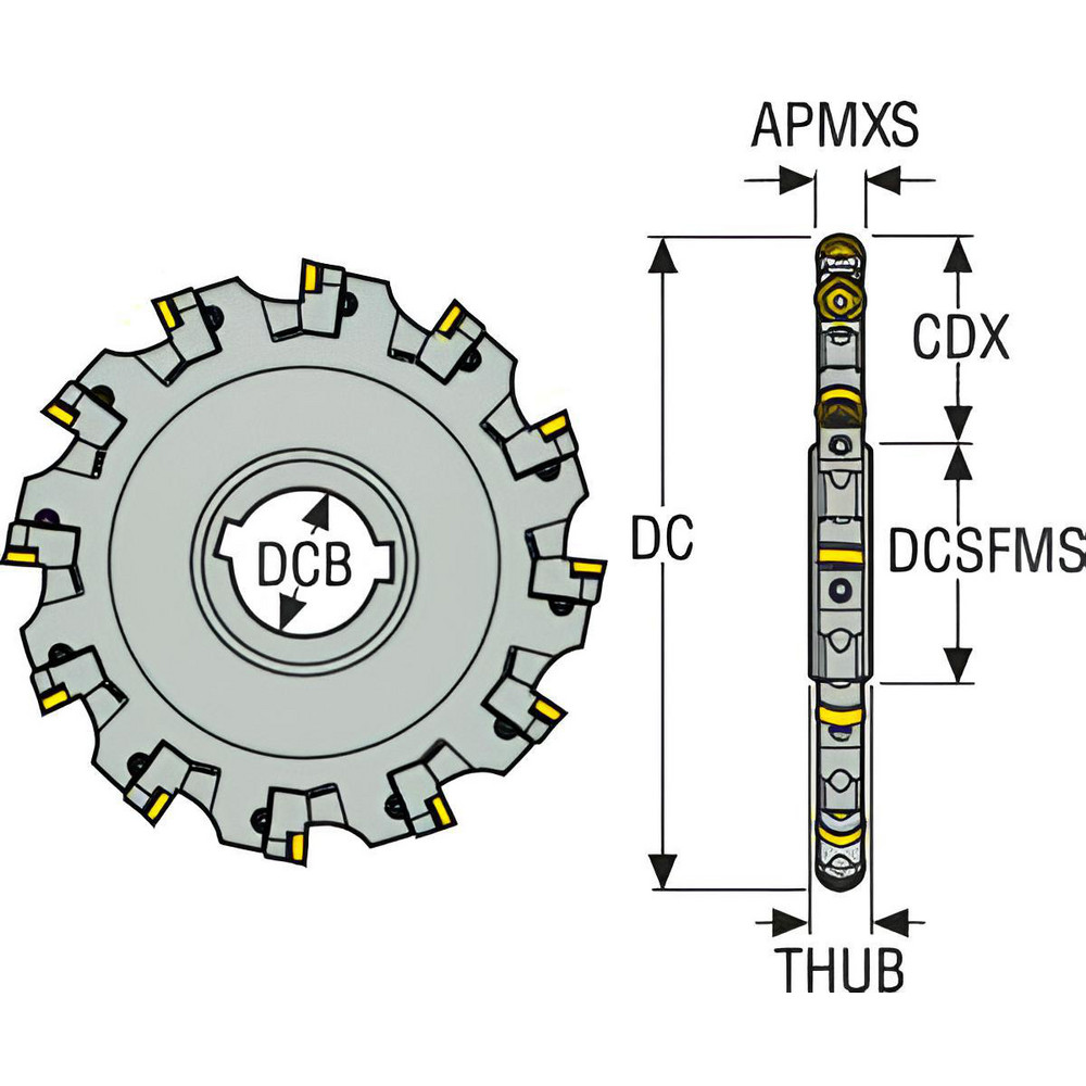 Seco Indexable Slotting Cutter: 0.2360" Cutting Width, 12.0000" Cutter Dia, Arbor Connection, 4.3900" Depth of Cut, 2.0000" Hole Dia, Neutral - 02740884