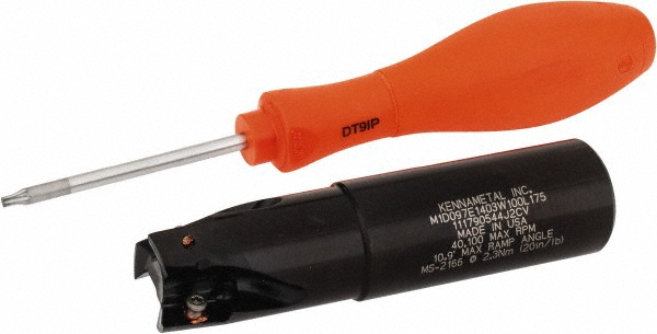 Kennametal Indexable Square-Shoulder End Mill: M1D097E1403W100L175, 0.9701" Cut Dia, 14.73 mm Max Depth of Cut, 1" Dia Weldon Flat Shank - 2624189