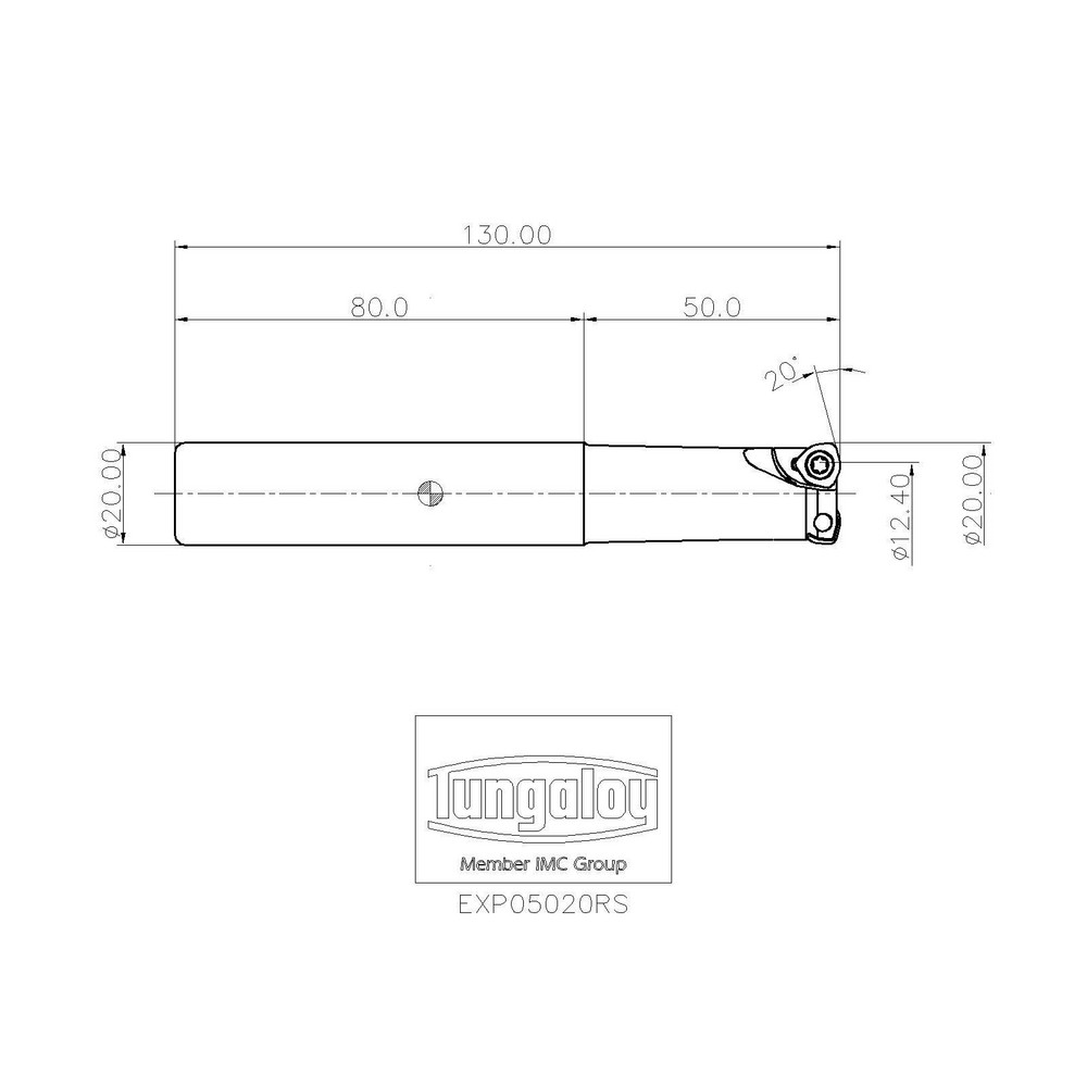 Tungaloy Indexable High-Feed End Mill: EXP05020RS, Cylindrical Shank - 6817108