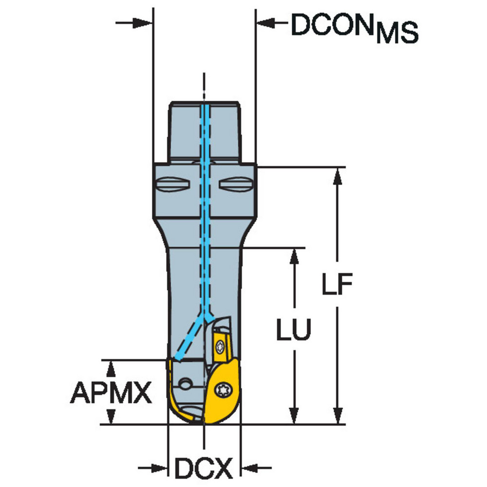 Sandvik Coromant Indexable Ball Nose End Mill: 2" Cut Dia, Steel, 6.1024" OAL - 5738375