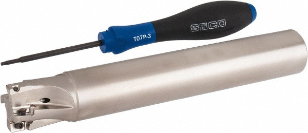 Seco Indexable Square-Shoulder End Mill: R217.69-00.625-3-10-2A, 5/8" Cut Dia, 0.354" Max Depth of Cut, 5/8" Dia Weldon Flat Shank - 02772634