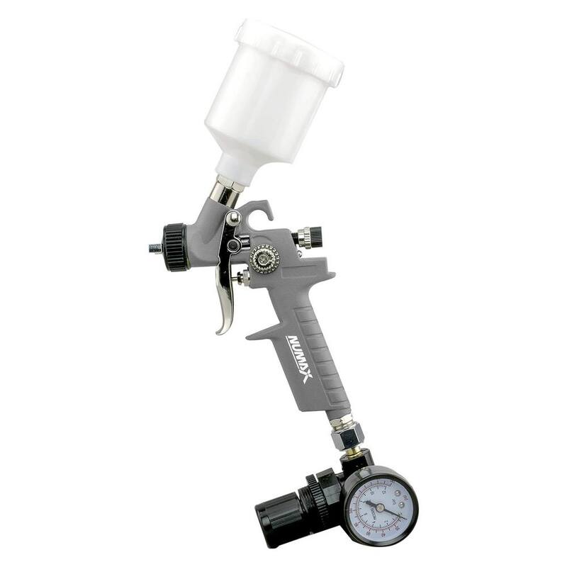NuMax Pneumatic 0.8 mm Tip Mini HVLP Gravity Feed Spray Gun with 125 cc Plastic Cup - SPS08