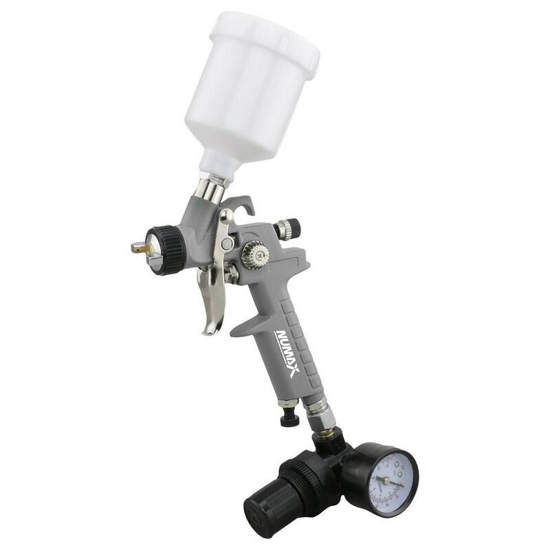 NuMax Pneumatic 0.8 mm Tip Mini HVLP Gravity Feed Spray Gun with 125 cc Plastic Cup - SPS08