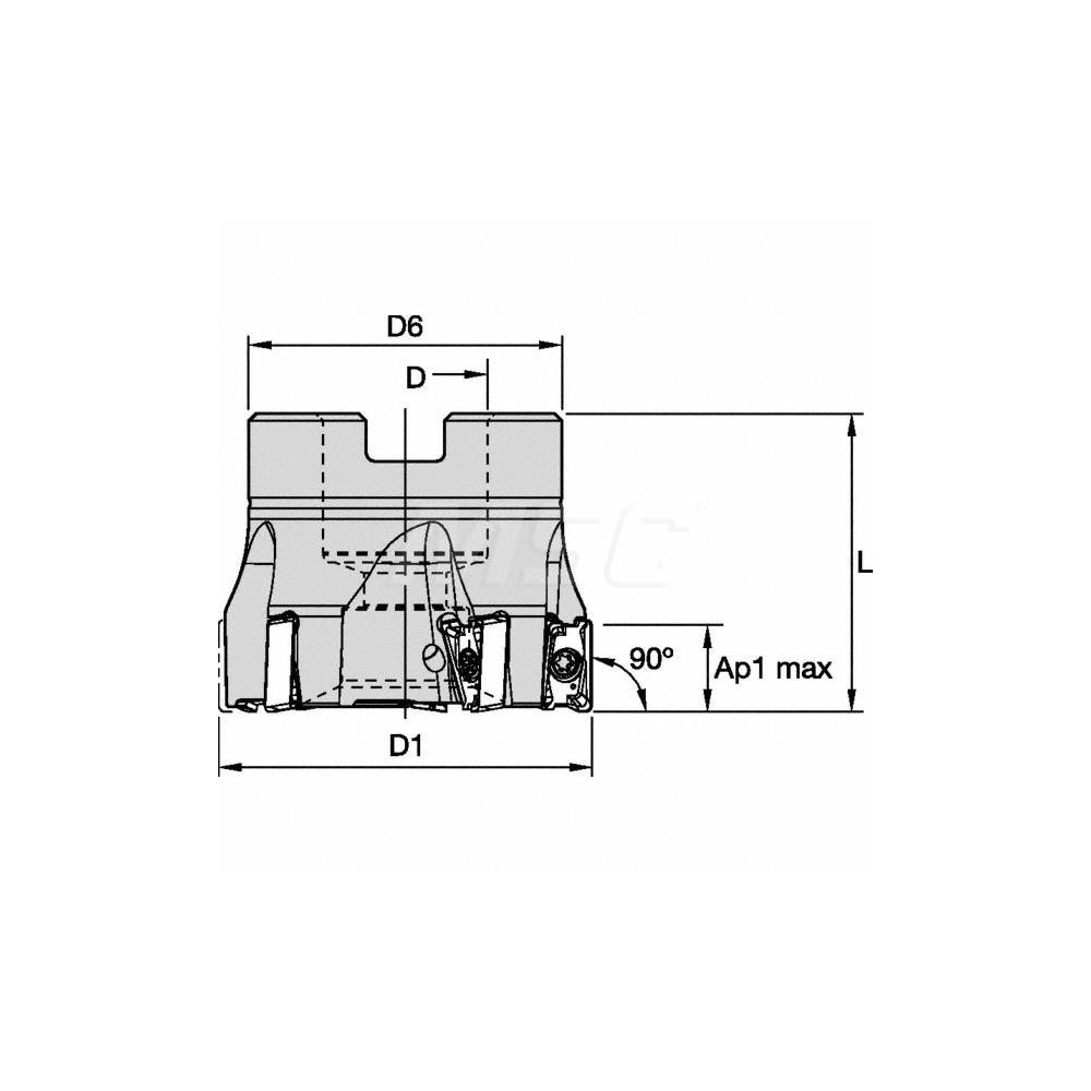 Kennametal 2" Cut Dia, 3/4" Arbor Hole Dia, 11mm Max Depth, Indexable Square-Shoulder Face Mill - 6140060