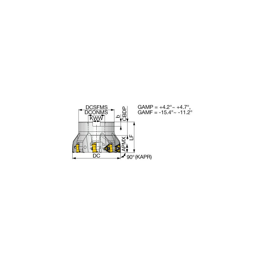 Tungaloy 80mm Cut Dia, 1" Arbor Hole Dia, 11mm Max Depth, Indexable Square-Shoulder Face Mill - 6722453